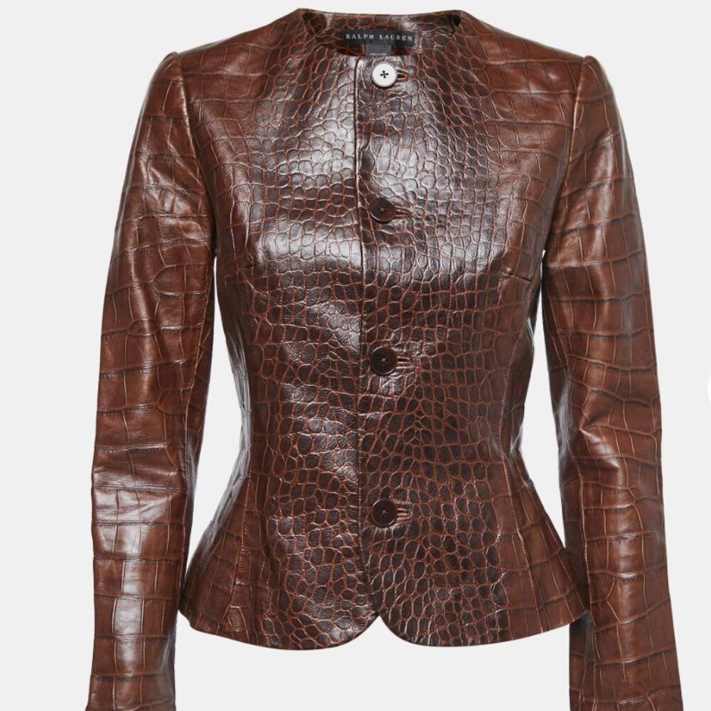 Ralph Lauren Vintage Purple Label Crocodile Embossed Leather Blazer/Jacket